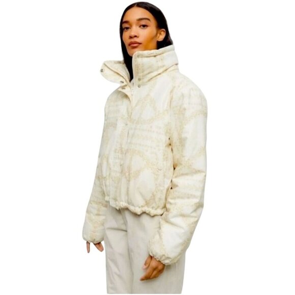 BDG Urban Outfitters Isla Linen Paisley Print Puffer Cropped Jacket Size M - Picture 7 of 13